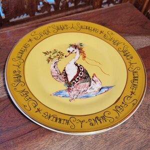 NWT ANTHROPOLOGIE Phannapast Taychamaythakool 12 Days Christmas Plate #7 Swans